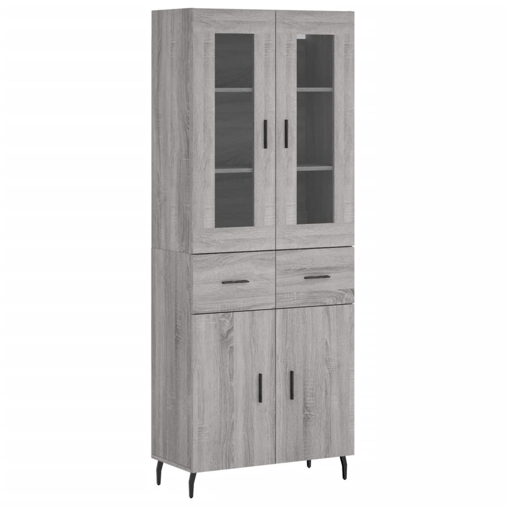 Aparador alto - Mueble de almacenamiento 69 Roble/ Gris