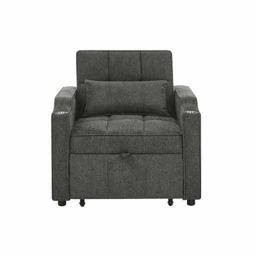Sofá-cama de 1 lugar - Estilo minimalista, elegante e sofisticado, design deslizante, porta USB - Cinza