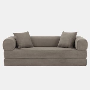 Sofá 3 Plazas - Sofá Tatami Convertible en Cama, Ideal para Sala de Estar y Dormitorio - Color Taupe