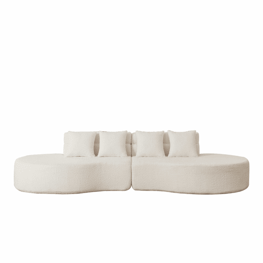 Sofá modular de 4 lugares - 2 peças, espuma viscoelástica, capa em tecido teddy removível e lavável, design moderno e minimalista - bege