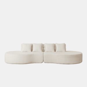 Sofá modular de 4 lugares - 2 peças, espuma viscoelástica, capa em tecido teddy removível e lavável, design moderno e minimalista - bege