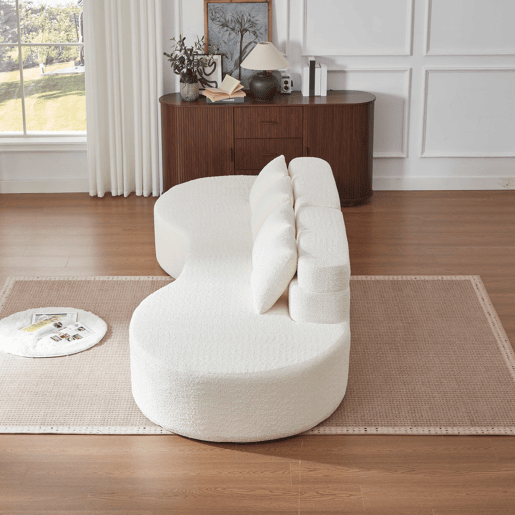 Sofá modular de 4 lugares - 2 peças, espuma viscoelástica, capa em tecido teddy removível e lavável, design moderno e minimalista - bege