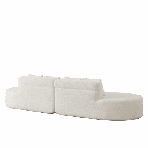 Sofá modular de 4 lugares - 2 peças, espuma viscoelástica, capa em tecido teddy removível e lavável, design moderno e minimalista - bege