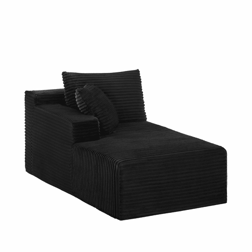 Sofá modular seccional de 4 lugares - com chaise longue grande, espuma viscoelástica - cor preta