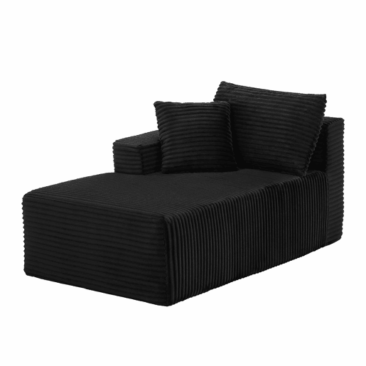 Sofá modular seccional de 4 lugares - com chaise longue grande, espuma viscoelástica - cor preta