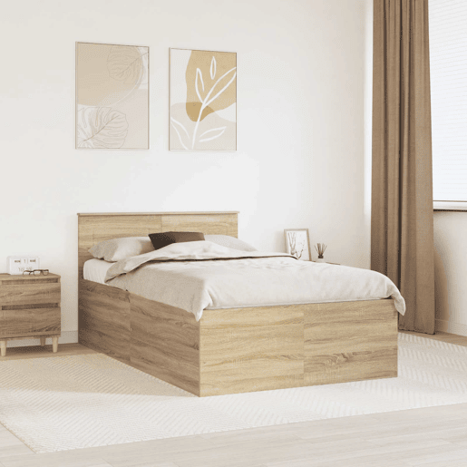 Estrutura da Cama de casal moderno com cabeceira Carvalho Sonoma 120 x 200 cm