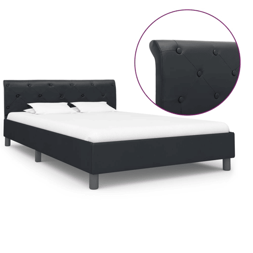 Estrutura De Cama De Casal Simple - 120x200 cm couro artificial preto