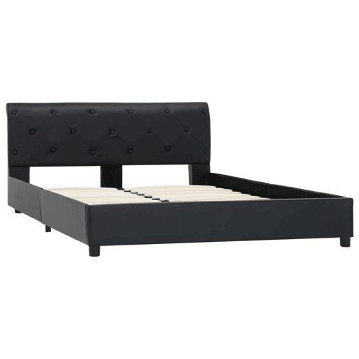 Estrutura De Cama De Casal Simple - 120x200 cm couro artificial preto