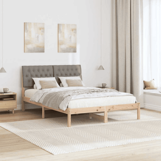 Estrutura de Cama de casal moderno com Cabeceira Estofada Castanho 135 x 190 cm