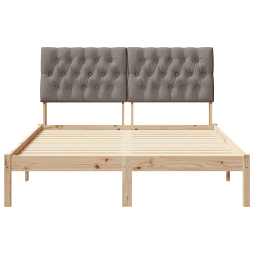 Estrutura de Cama de casal moderno com Cabeceira Estofada Castanho 135 x 190 cm