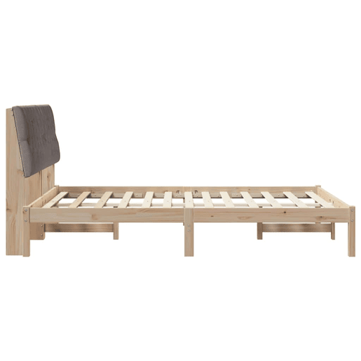 Estrutura de Cama de casal moderno com Cabeceira Estofada Castanho 135 x 190 cm