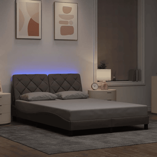 Estrutura de Cama de casal moderno com LED sem colchão 140x200 cm tecido
