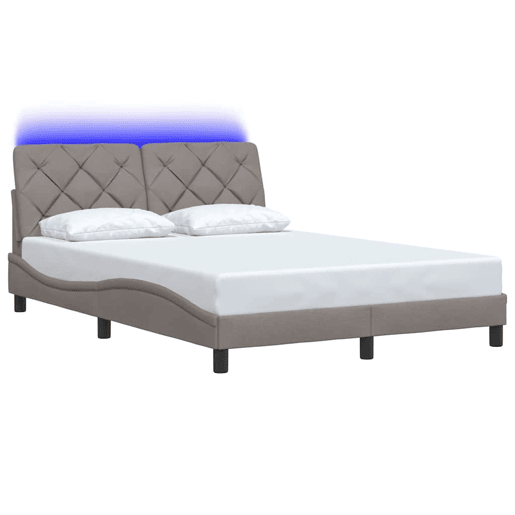 Estrutura de Cama de casal moderno com LED sem colchão 140x200 cm tecido