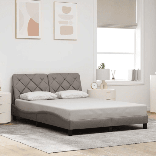 Estrutura de Cama de casal moderno com LED sem colchão 140x200 cm tecido