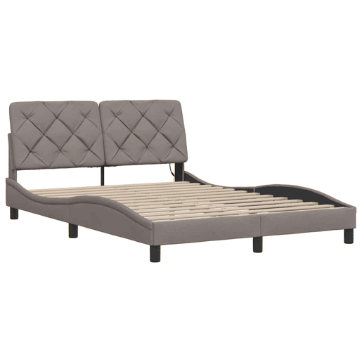 Estrutura de Cama de casal moderno com LED sem colchão 140x200 cm tecido