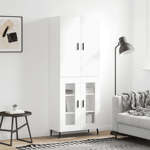 Armário alto - Bufete - Móvel de apoio 69,5x34x180 cm derivados de madeira branco pt650