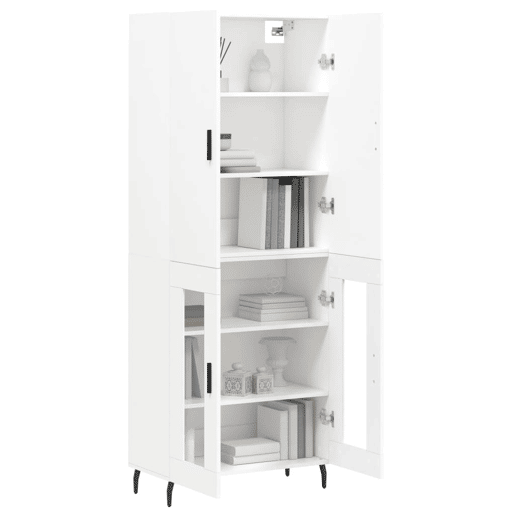 Armário alto - Bufete - Móvel de apoio 69,5x34x180 cm derivados de madeira branco pt650