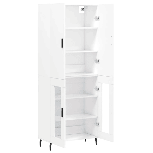 Armário alto - Bufete - Móvel de apoio 69,5x34x180 cm derivados de madeira branco pt650