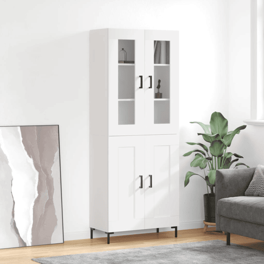 Armário alto - Bufete - Móvel de apoio 69,5x34x180 cm derivados de madeira branco pt686 Armário alto - Bufete - Móvel de apoio 69,5x34x180 cm derivados de madeira branco pt686
