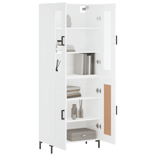 Armário alto - Bufete - Móvel de apoio 69,5x34x180 cm derivados de madeira branco pt686 Armário alto - Bufete - Móvel de apoio 69,5x34x180 cm derivados de madeira branco pt686