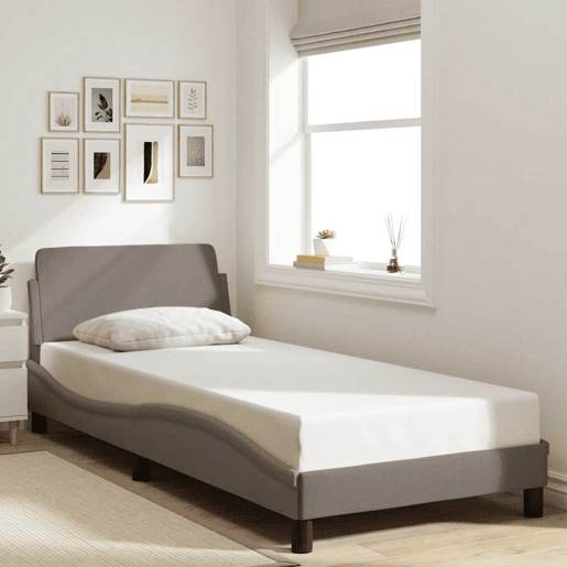Estrutura de cama de solteiro para adultos com cabeceira Dover tecido 90x200 cm