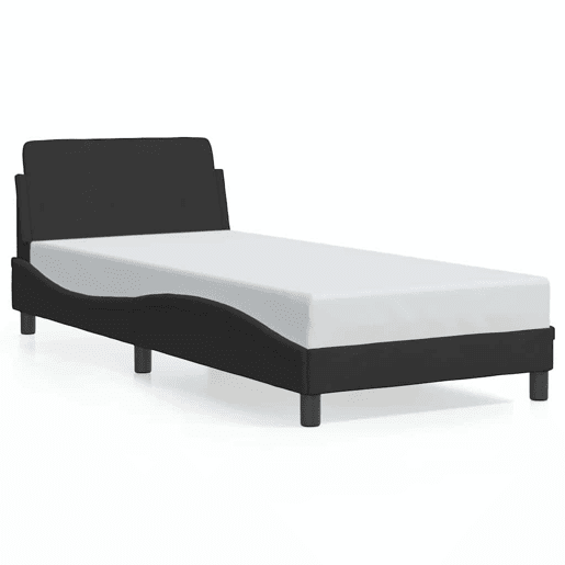 Estrutura de cama de solteiro para adultos com cabeceira Dover veludo 90x190 cm preto