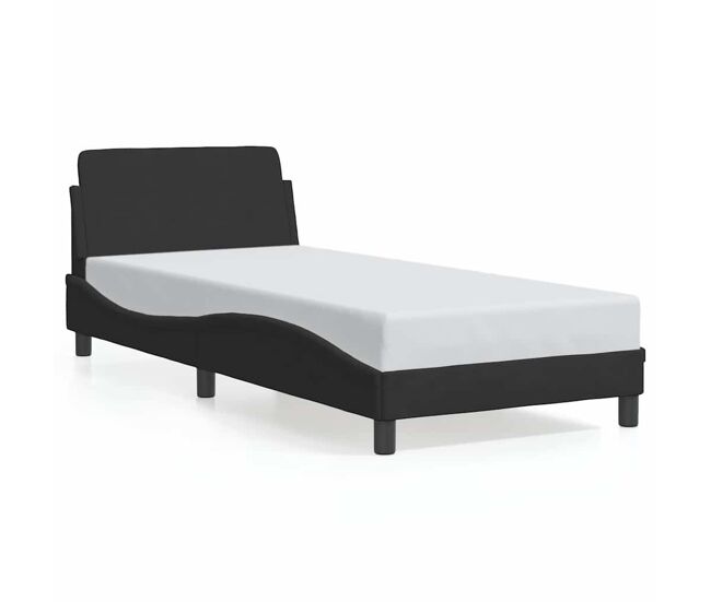 Estructura de cama individual para adultos con cabecero dover terciopelo negro 90x190 cm