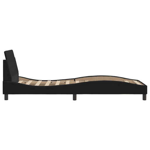 Estrutura de cama de solteiro para adultos com cabeceira Dover veludo 90x190 cm preto