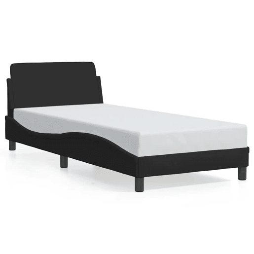 Estrutura de cama de solteiro para adultos com cabeceira Dover tecido 80x200 cm preto