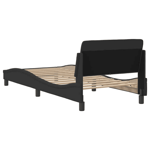Estrutura de cama de solteiro para adultos com cabeceira Dover tecido 80x200 cm preto
