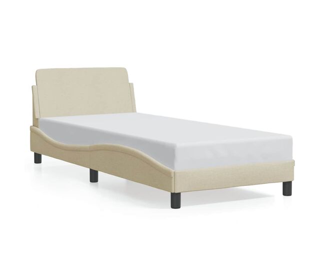 Estructura de cama individual para adultos con cabecero dover tela crema 80x200cm