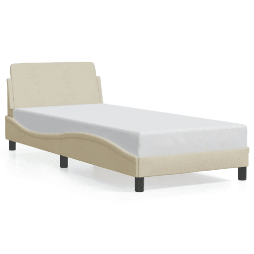 Estrutura de cama de solteiro para adultos com cabeceira Dover tecido 90x190 cm creme Estrutura de cama de solteiro para adultos com cabeceira Dover tecido 90x190 cm creme