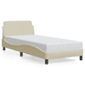 Estrutura de cama de solteiro para adultos com cabeceira Dover tecido 90x190 cm creme