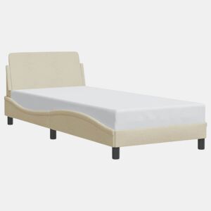 Estrutura de cama de solteiro para adultos com cabeceira Dover tecido 90x190 cm creme