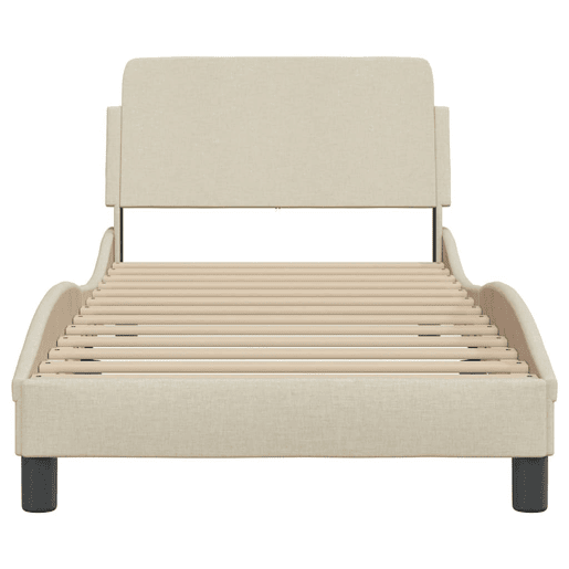Estrutura de cama de solteiro para adultos com cabeceira Dover tecido 90x190 cm creme Estrutura de cama de solteiro para adultos com cabeceira Dover tecido 90x190 cm creme
