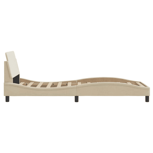 Estrutura de cama de solteiro para adultos com cabeceira Dover tecido 90x190 cm creme Estrutura de cama de solteiro para adultos com cabeceira Dover tecido 90x190 cm creme