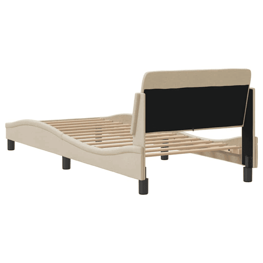 Estrutura de cama de solteiro para adultos com cabeceira Dover tecido 90x190 cm creme Estrutura de cama de solteiro para adultos com cabeceira Dover tecido 90x190 cm creme