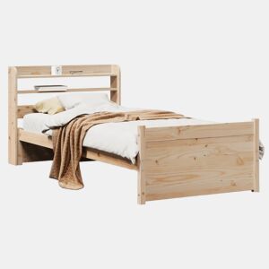 Estrutura de cama de solteiro para adultos com cabeceira 90x200 cm pinho maciço