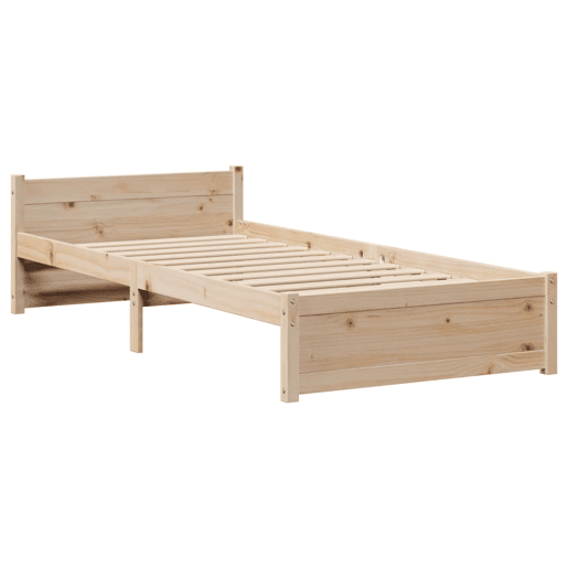 Estrutura de cama de solteiro para adultos com cabeceira 90x200 cm pinho maciço