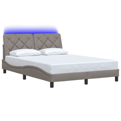 Estrutura de Cama de casal moderno com LED sem colchão 140x190 cm tecido