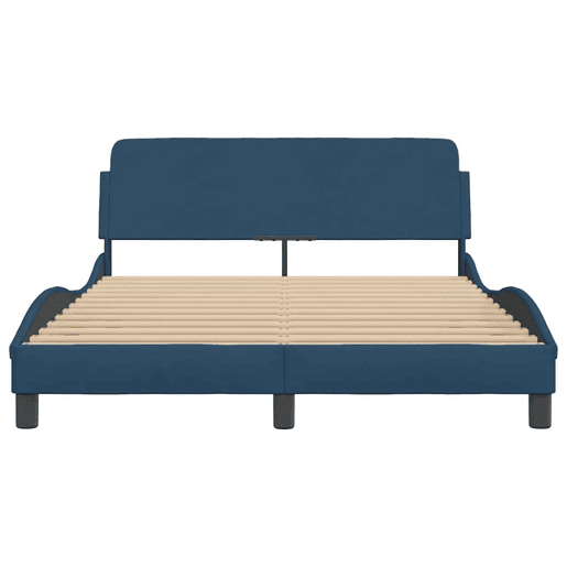 Estrutura de Cama de casal moderno com cabeceira Dover 140x200 cm tecido azul