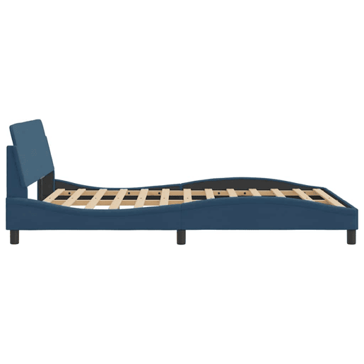 Estrutura de Cama de casal moderno com cabeceira Dover 140x200 cm tecido azul
