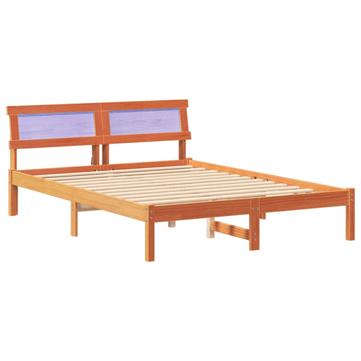 Estrutura de cama de casal simple com cabeceira - Marrom Cera 135 x 190 cm