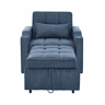 Sofá-cama de 1 lugar - Mecanismo deslizante, porta USB, estilo luxuoso e elegante - Azul-marinho