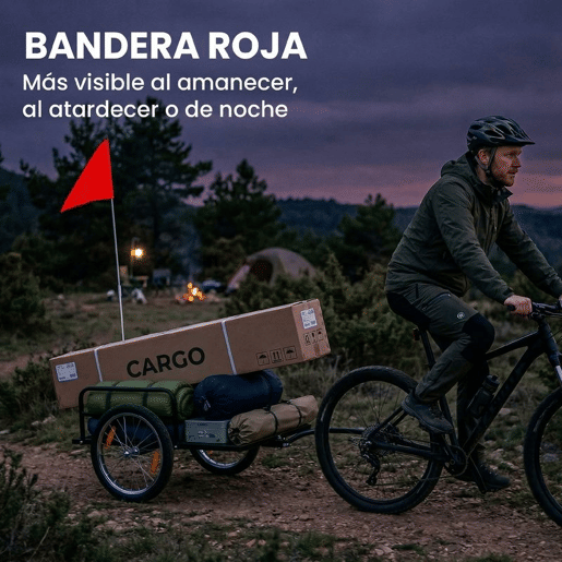 SPORTNOW Reboque para Bicicleta de Carga 40 kg, Carrinho de Mão de Aço com Bandeira Vermelha, Rodas de 16 Polegadas, para Transporte de Bagagem, para Bicicletas de 22 a 28 Polegadas, 145x60x42 cm, Preto