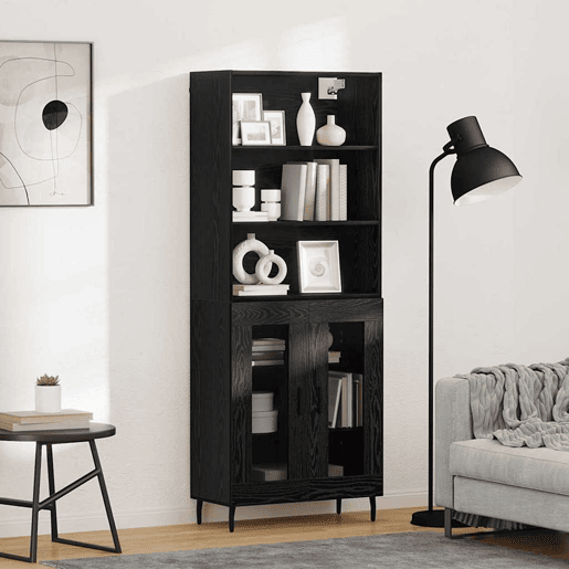 Aparador - Bufete - Móvel de apoio Carvalho Preto 69,5 x 34 x 180 cm pt1594