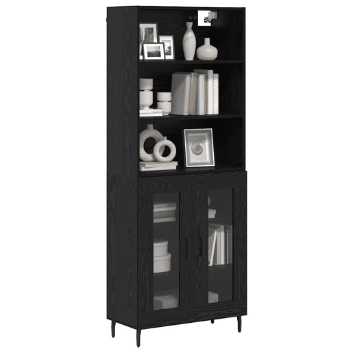 Aparador - Bufete - Móvel de apoio Carvalho Preto 69,5 x 34 x 180 cm pt1594