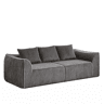 Sofá Minimalista 235 cm 3 lugares - Linhas curvas, encosto ligeiramente inclinado, com duas almofadas - Cinza