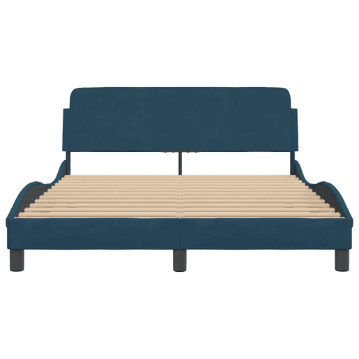 Estrutura de Cama de casal moderno com cabeceira Dover 120x200 cm veludo azul