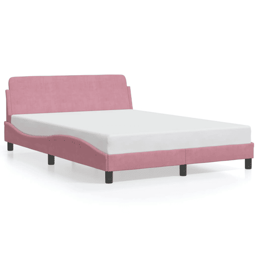Estrutura de Cama de casal moderno com cabeceira Dover 120x200 cm veludo rosa